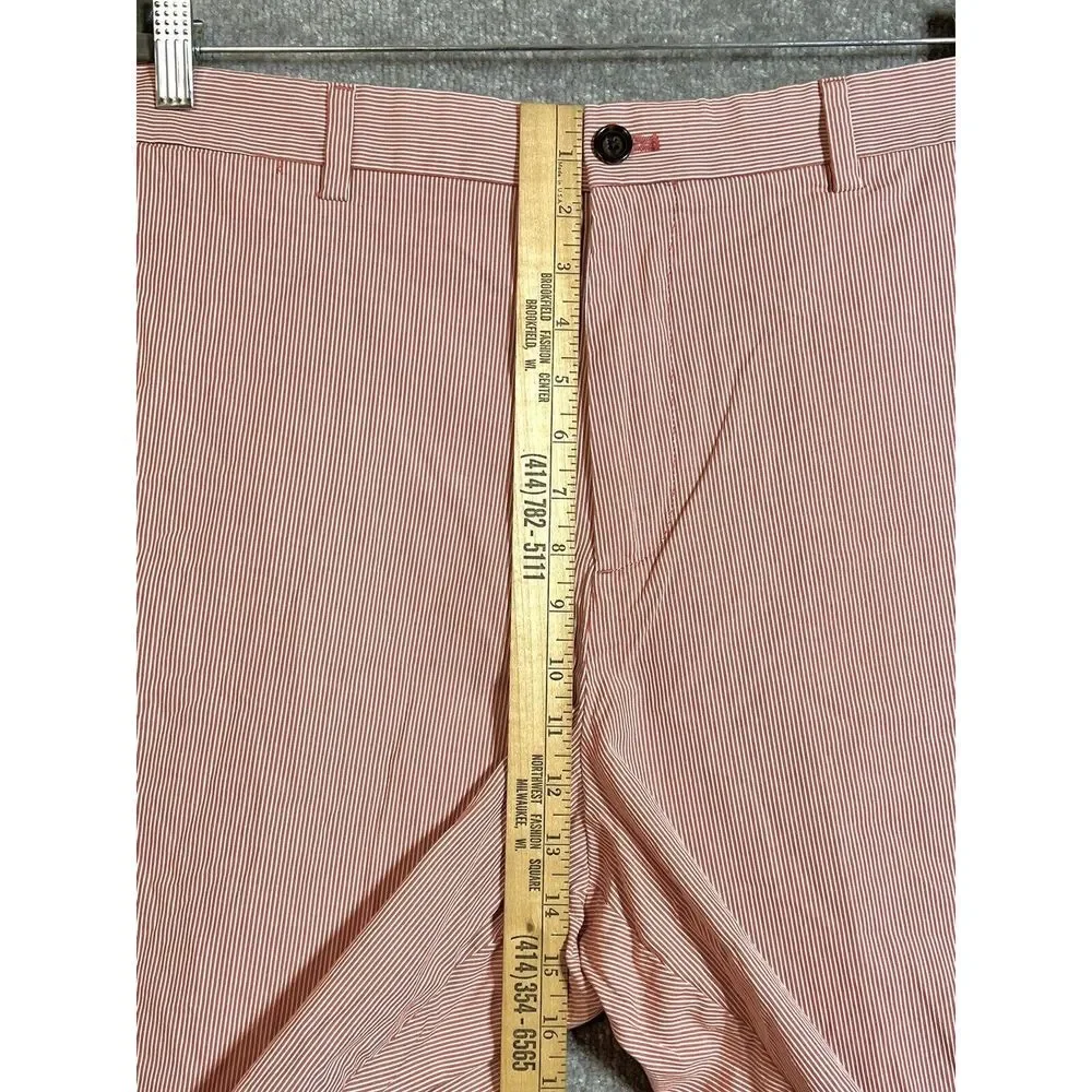 Banana Republic Aiden‎ Chino Shorts Mens Size 40 Pink-Red White Striped Pockets